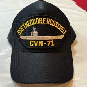 U.S. Navy USS Theodore Roosevelt CVN-71 ship BLUE SNAPBACK HAT CAP yellow logo